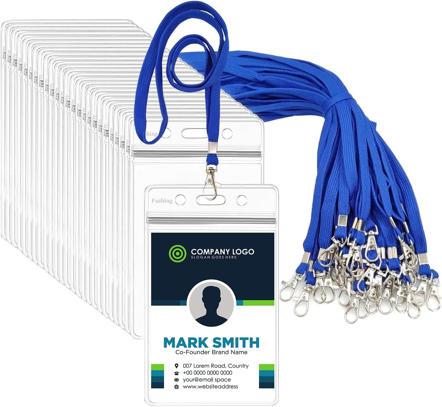 Segus Sleutelkoord, 100 stuks Nekband Lanyards met Draaibare Metalen Clip voor Kantoor, School, Nylonimitaat Lanyards voor ID-kaart, Badge Houders, Sleutels, Toegangskaarten(Blauw