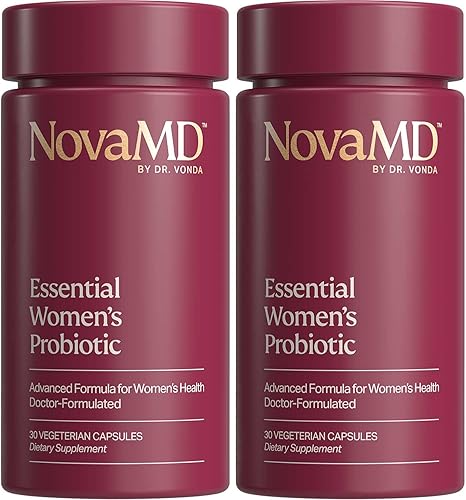 NOVAMD by Dr. Vonda - Probióticos esenciales sin gluten para mujeres con prebióticos (paquete de 2), 50 mil millones de UFC  Promueve el equilibrio