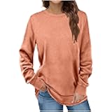 Womens Long Sleeve T Shirts 2023 Loose Fit Tops Round Neck Causal Blouses Shirt Trendy Fall Winter Outfits Clothes