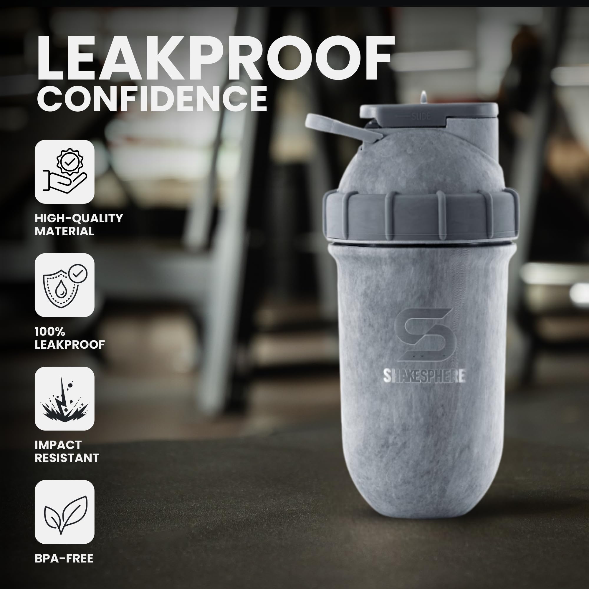 SHAKESPHERE Shaker à protéines isolé en acier inoxydable de 680 g