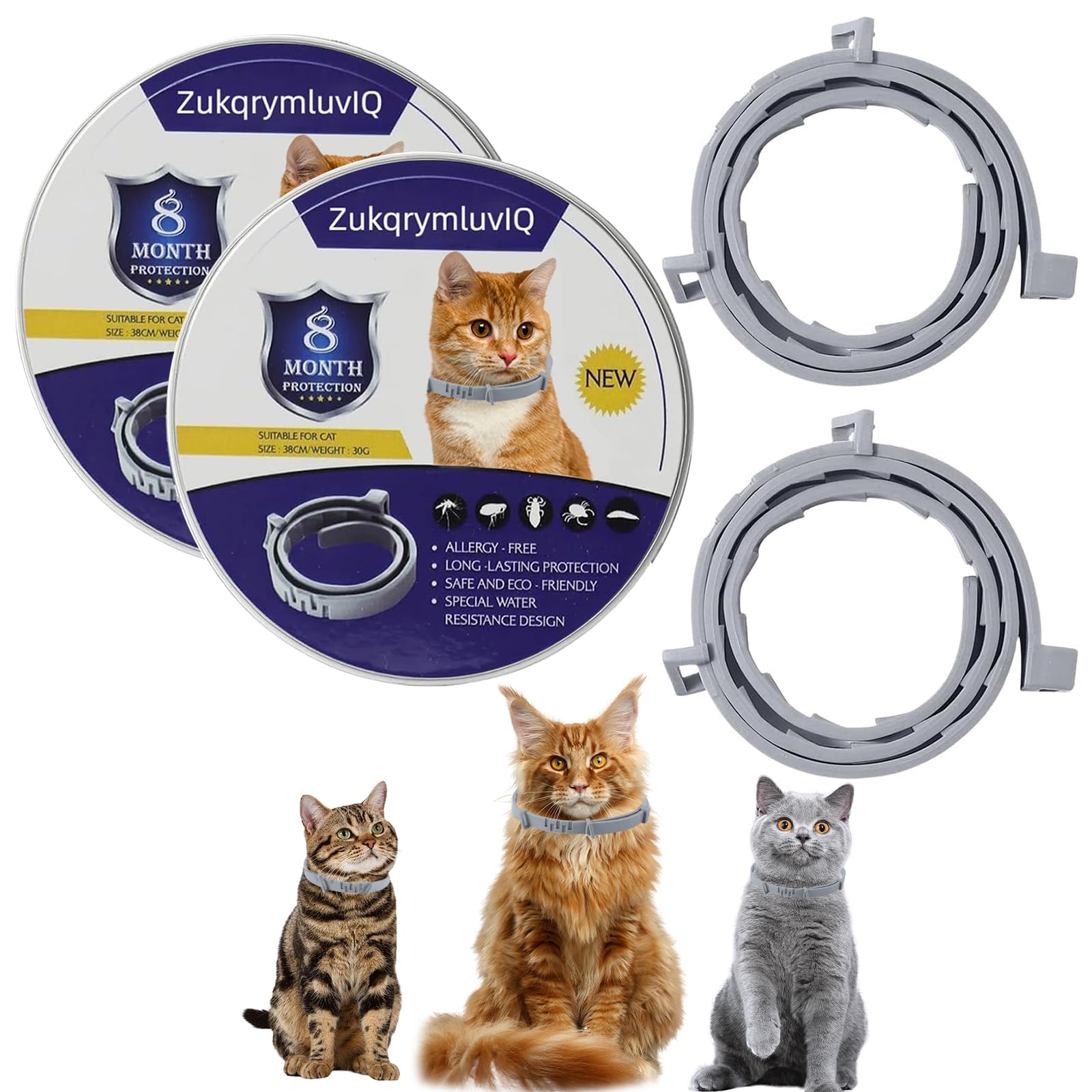 2 Pack Cat Collar with Natural Essential Oils, Gentle Everyday Protection, Each Lasts Up to 8 Months