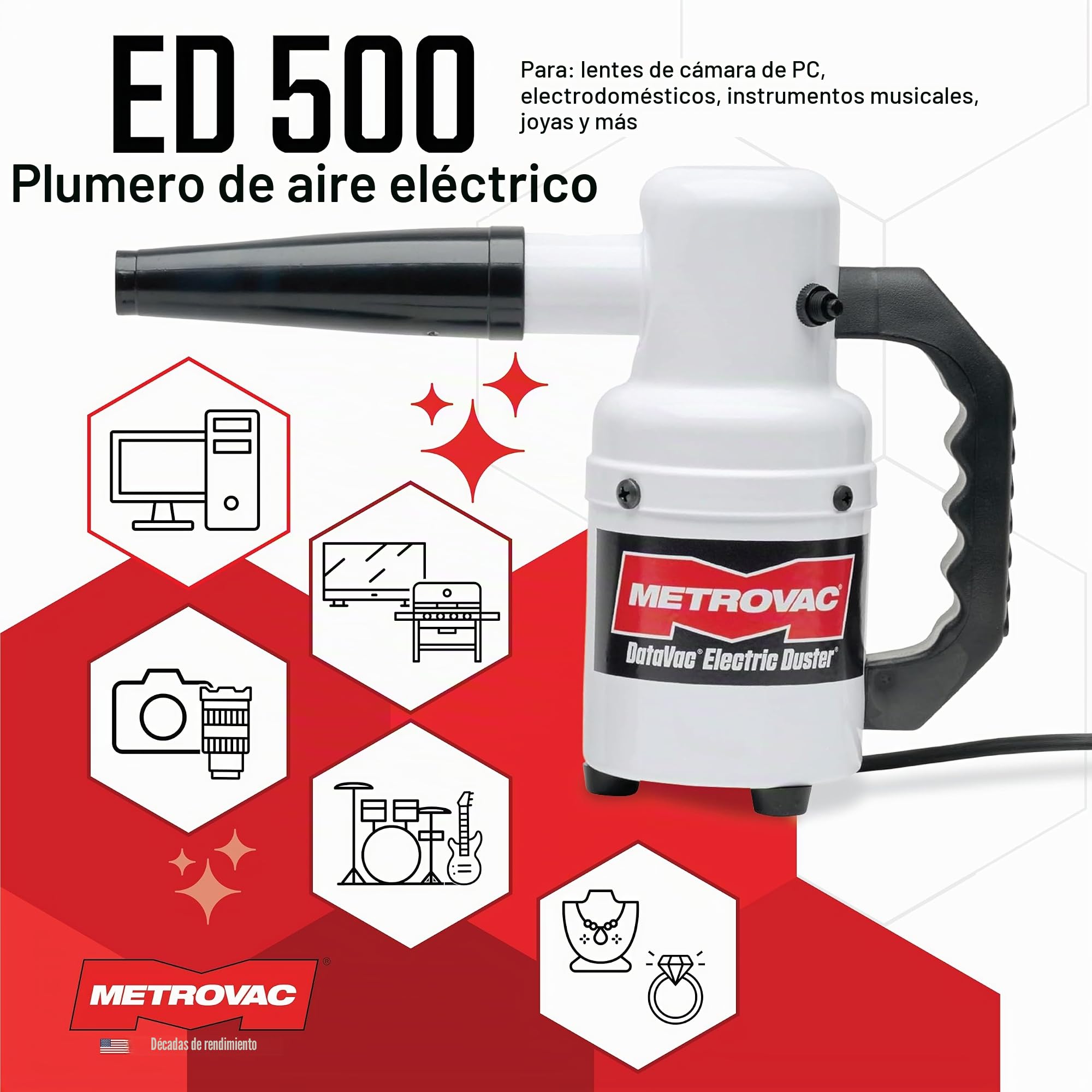DataVac - Limpiador de computadora/plumero de computadora súper potente, soplador de polvo electrónico, respetuoso con el medio ambiente, alternativa al aire comprimido o al aire enlatado