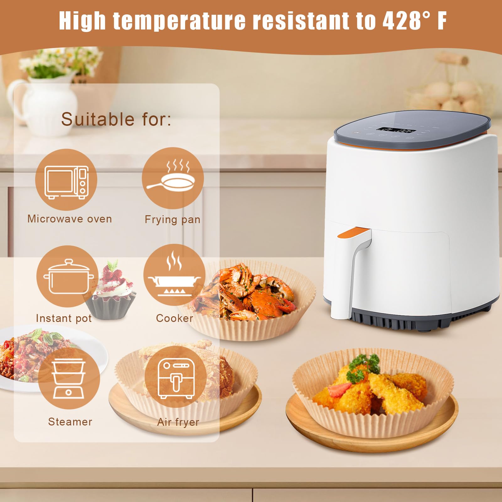 Lot de 100 doublures jetables antiadhésives jetables pour friteuse à Lot de 100 doublures jetables antiadhésives jetables pour friteuse à