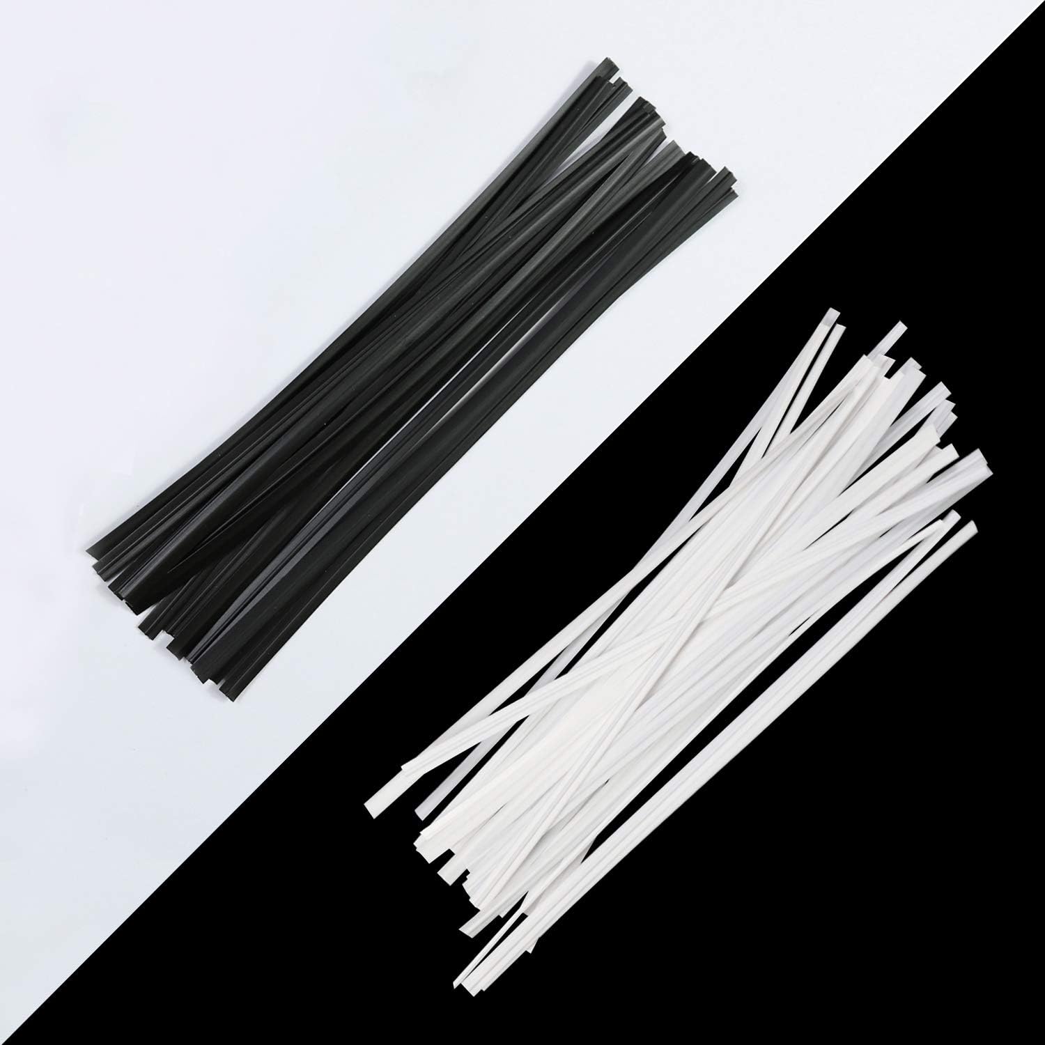 1000 Pcs 5" Plastic Twist Ties, Black (500 Pcs) and White (500 Pcs)