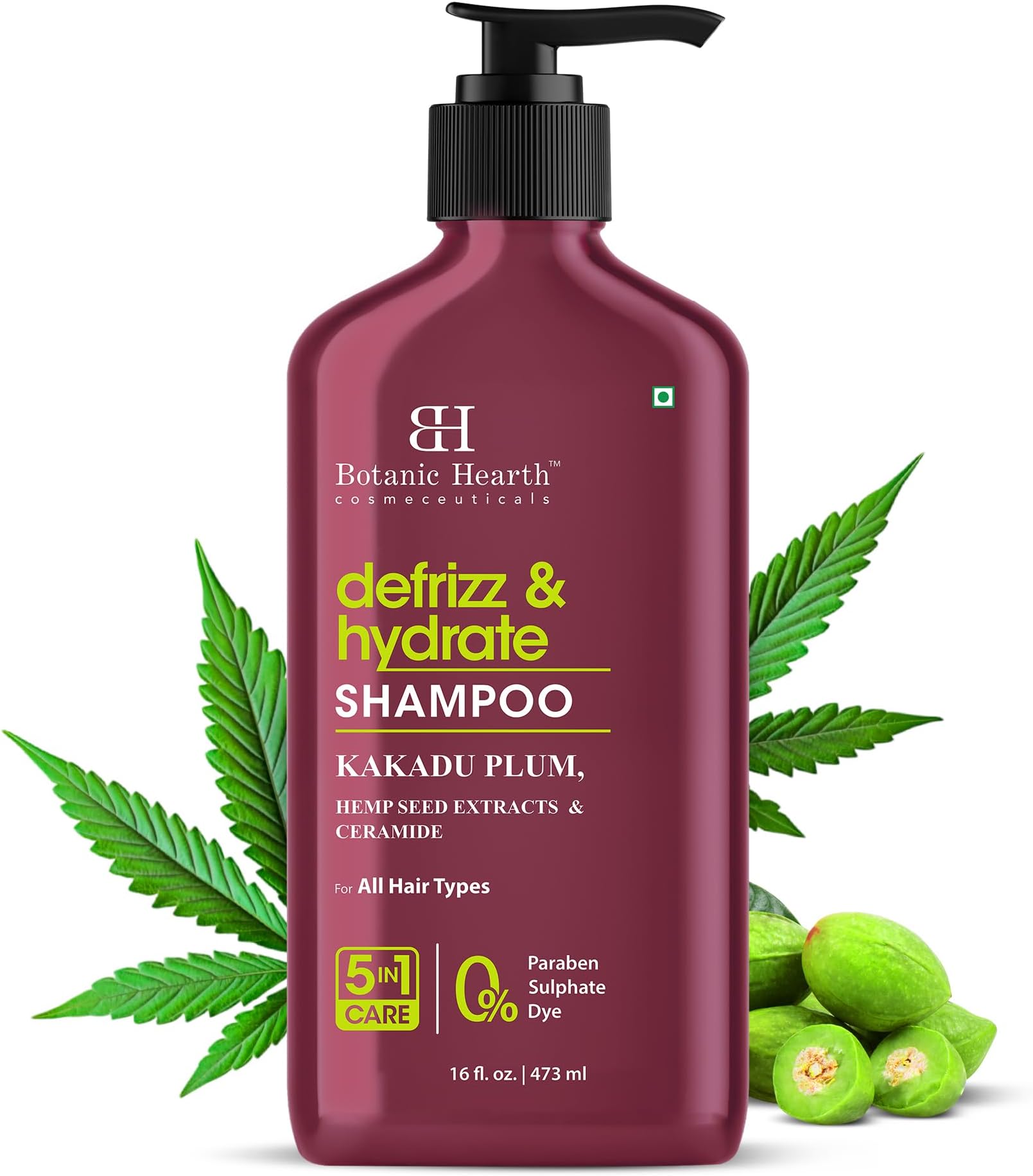 Kakadu Plum Shampoo Infused With Hemp Seed Extracts & Ceramide | Clarifying Shampoo To Defrizz, Hydrate & Strengthen Hair | Paraben & Sulfate Free | For All Hair Types, 16 Fl Oz
