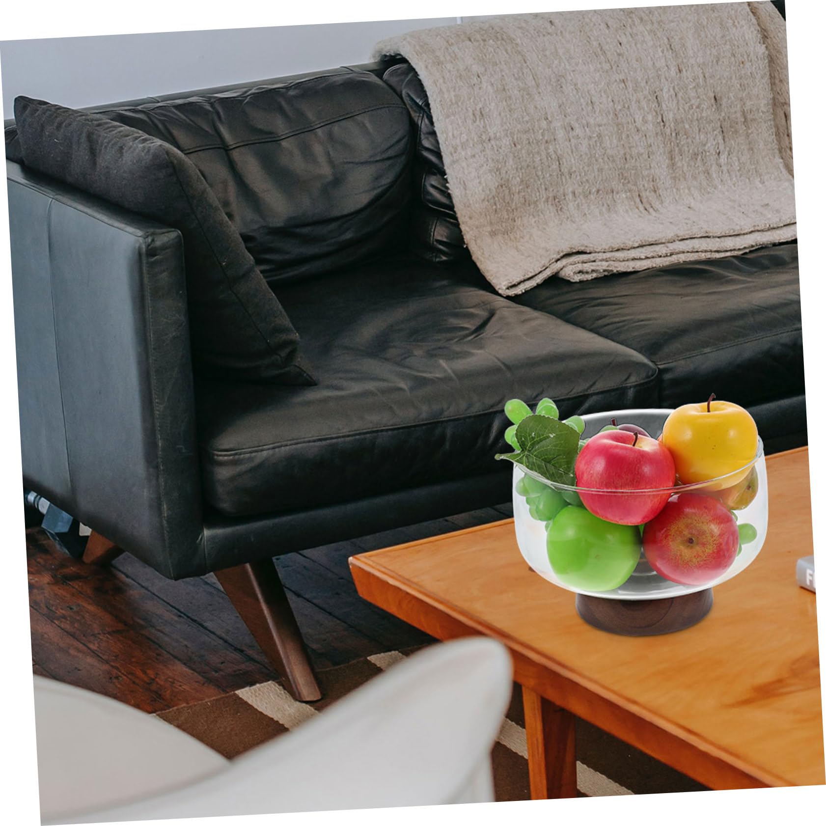 Didiseaon Frutero Transparente de Vidrio y Madera, 3500ml, Alto | Acabado Fino, Uso Multifunción, 3500ml de Capacidad, Pieza para Fruta y Refrigerios