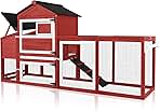 Chicken Coop for Outdoor - Poultry Cage with Wheels, Nesting Box, Leakproof Pull-on Tray, and Asphalt Waterproof Roof - Red