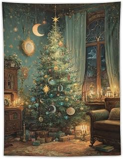 Moeatchood Christmas Day Tapestry Xmas Bedroom Decoration Christmas Magic Curtain Wall Hanging for Room Home Dorm Decor 30"x40"