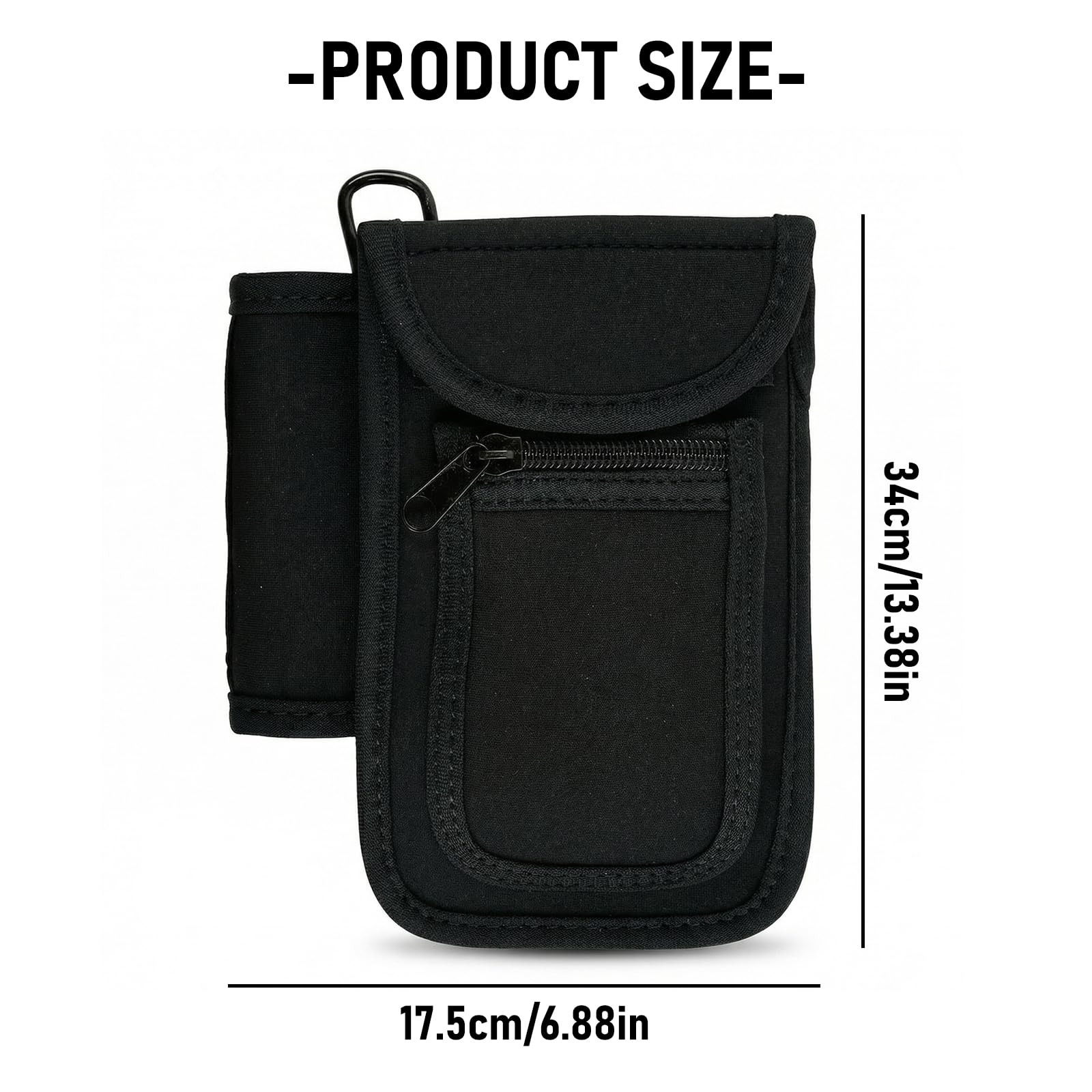 Bolsa Magnetica Gym con Mosquetón Bolsas De Fitness Bolsa Magnética de Gimnasio Bolsas Magnética con Compartimentos para Móviles Tazas Llaves para Deporte Hiking y Uso al Aire Libre, Negro