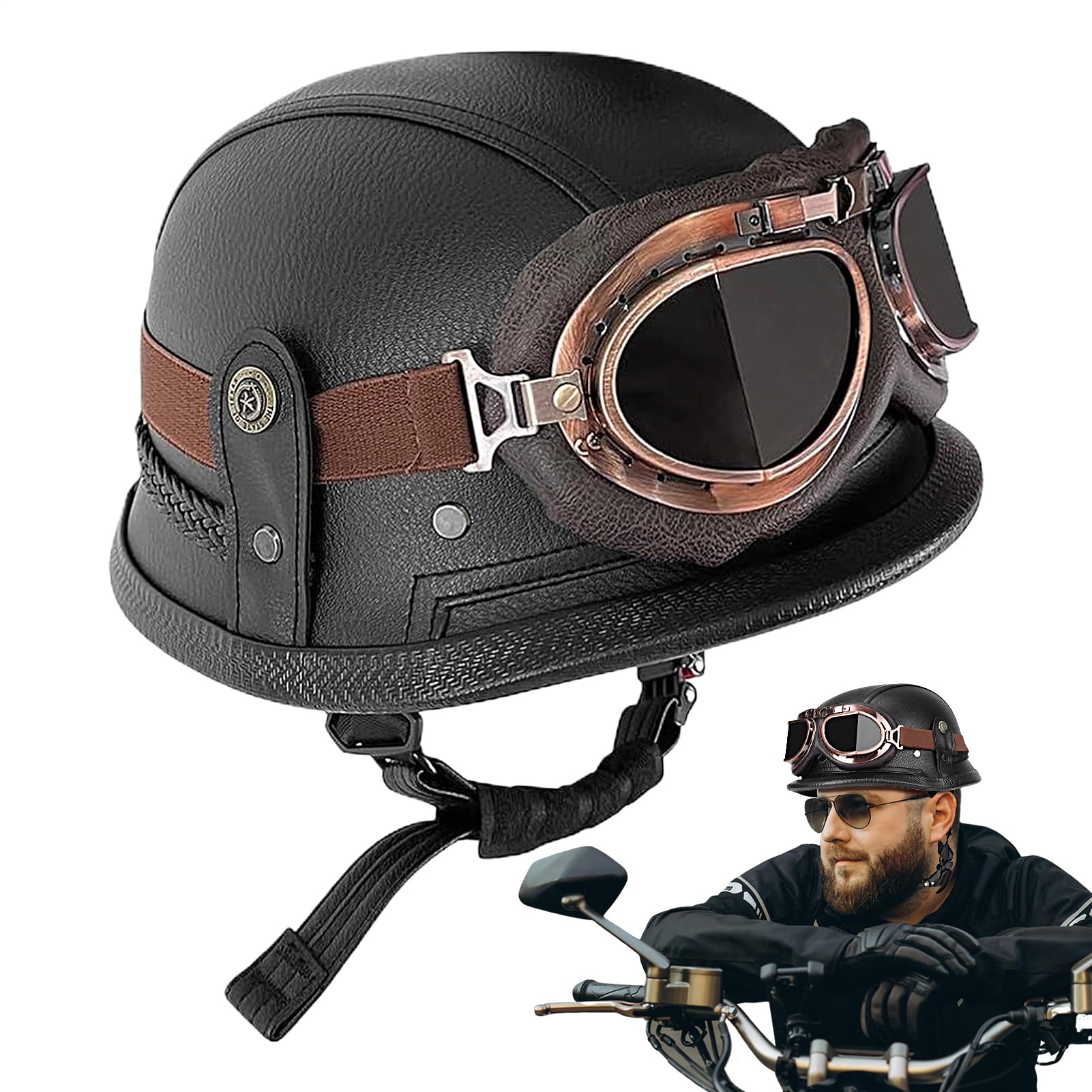 Casco Stile Tedesco - Casco Protettivo Per Scooter,Sicurezza Scooter Eleganti e Protezione Testa per Motociclo