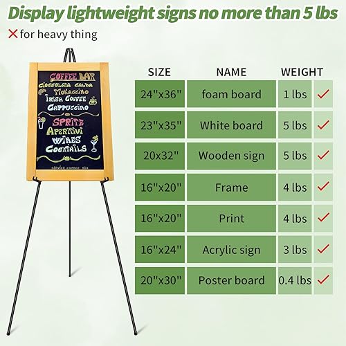 Miniatura 2 de PUJIANG Caballete para exhibición, caballete plegable de 63 pulgadas de alto, caballete de exhibición para fotos de letreros, caballete para soporte