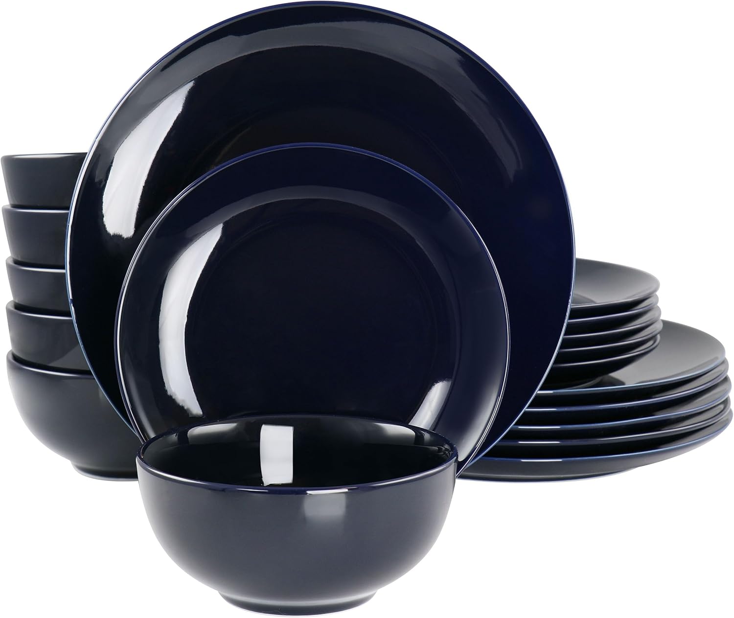 Elama Luna 18 Piece Round Porcelain Dinnerware Set (Blue)