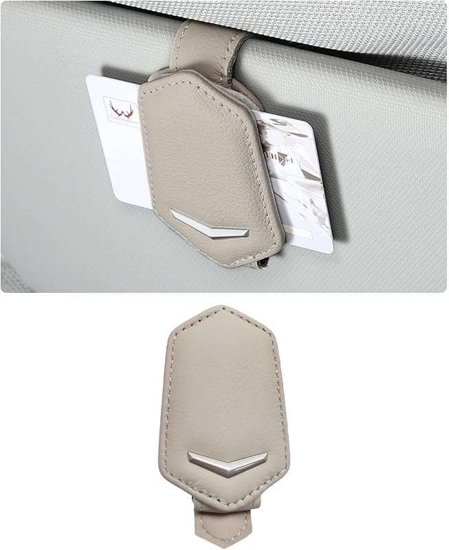 Porta-óculos para Para-Sol Automotivo Dickno com Fechamento Magnético e Clipe para Cartões – Bege