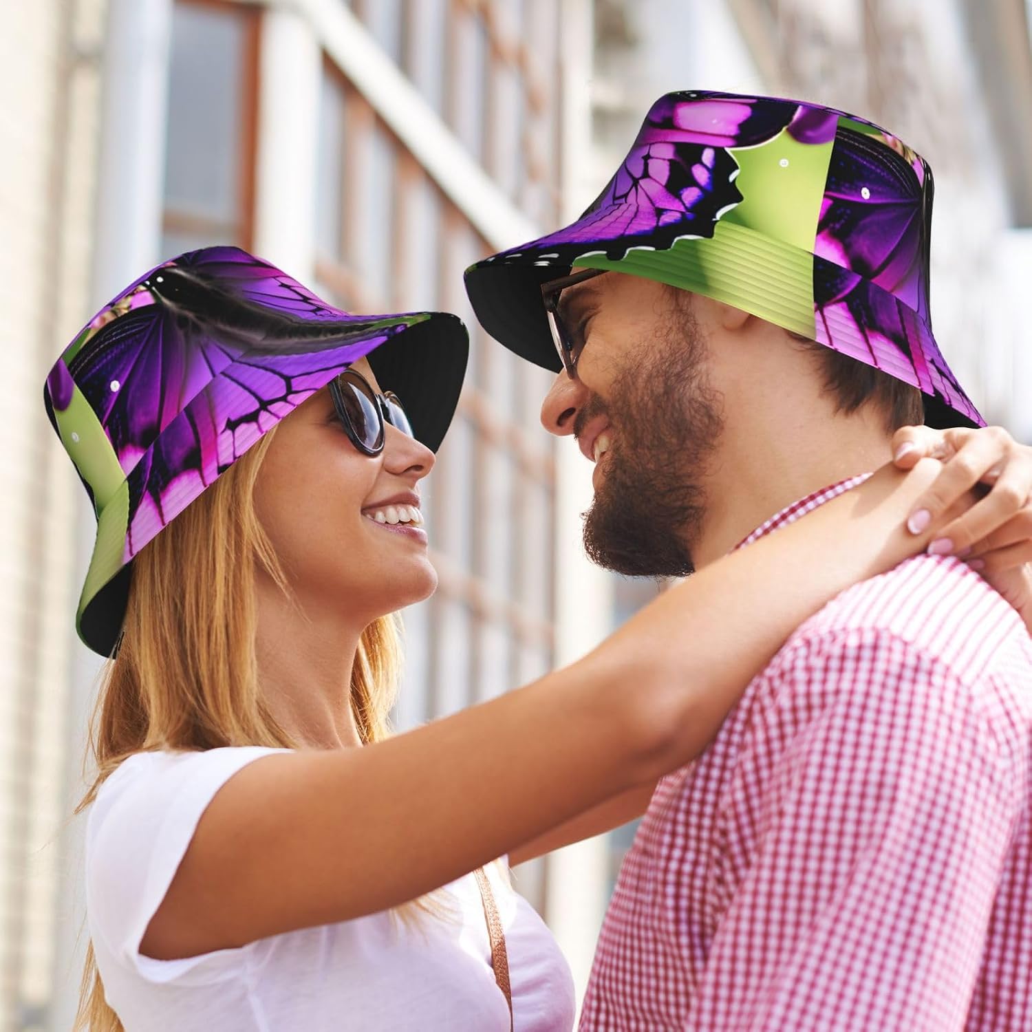 Purple Butterfly Print Sun Hat Outdoor Fisherman Cap Summer Bucket Hat Beach for Men Women