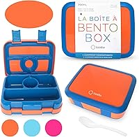 Vista 16 de Lonchera para niños - Caja bento para niños pequeños, 4 secciones con tapa, contenedor de refrigerios, preescolar, niños pequeños, bandeja extraíble