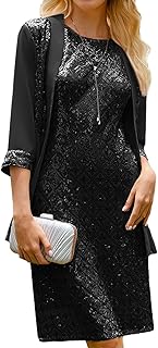 GRACE KARIN Mother of The Bride Dresses,Formal Wedding Guest Dress,Sequin Dress 2 Piece with