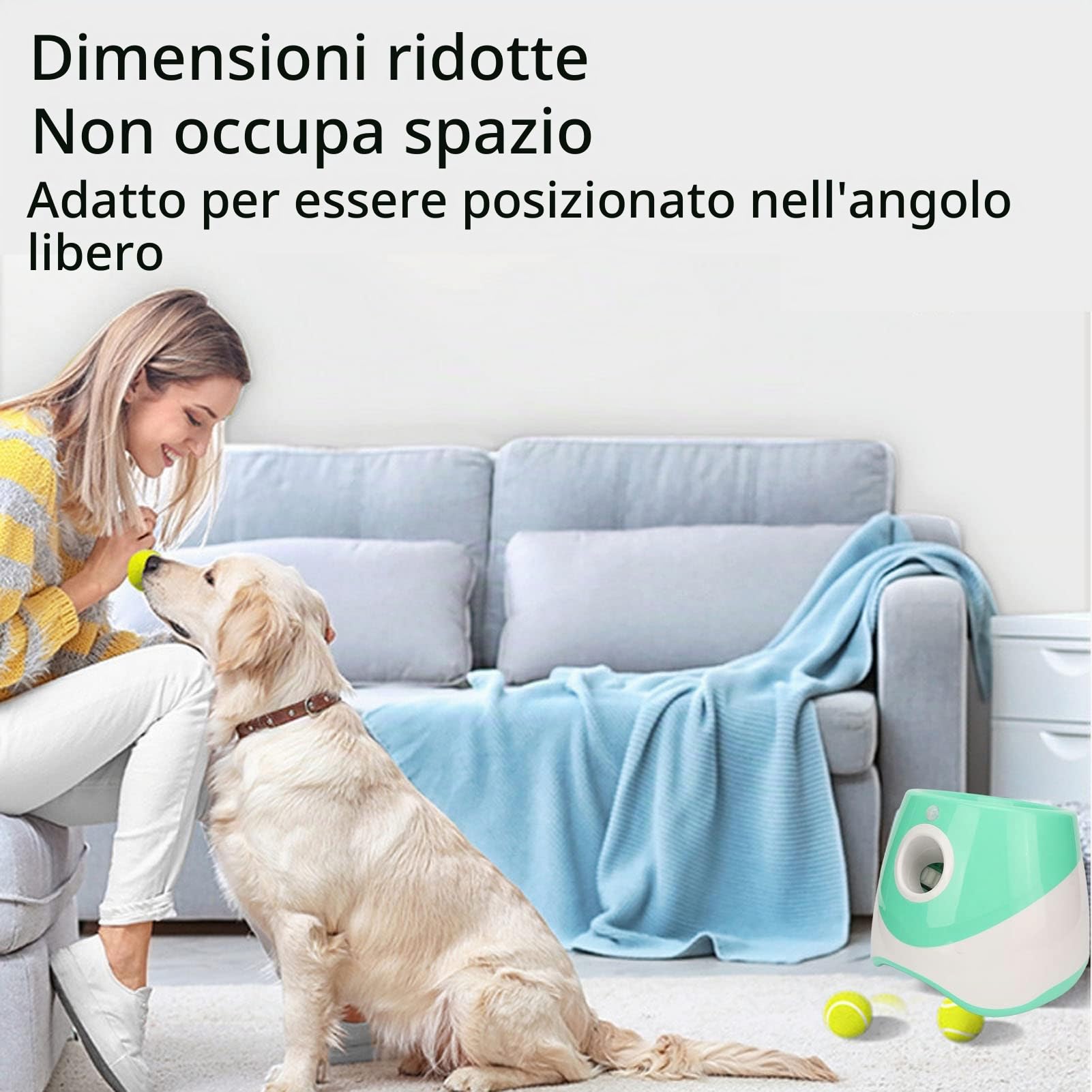 Lanciatore Automatico di Palle Per Cani, Lanciatore di Palline Per Animali Domestici Interattivo Ricaricabile in 3 Modalità Per Interni Ed Esterni con 3 Distanze di Lancio Per Cani di Piccola E Media