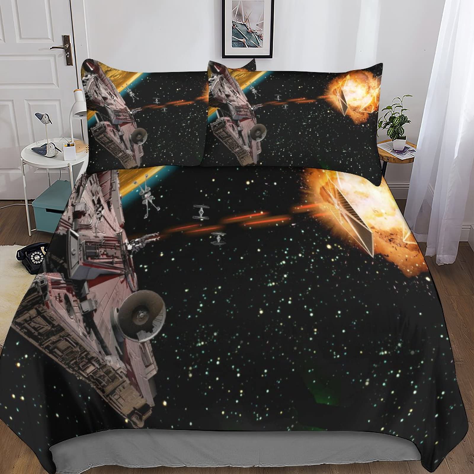 Housse de couette 3D galaxie en microfibre anti-plis pour un lit toujours impeccable
