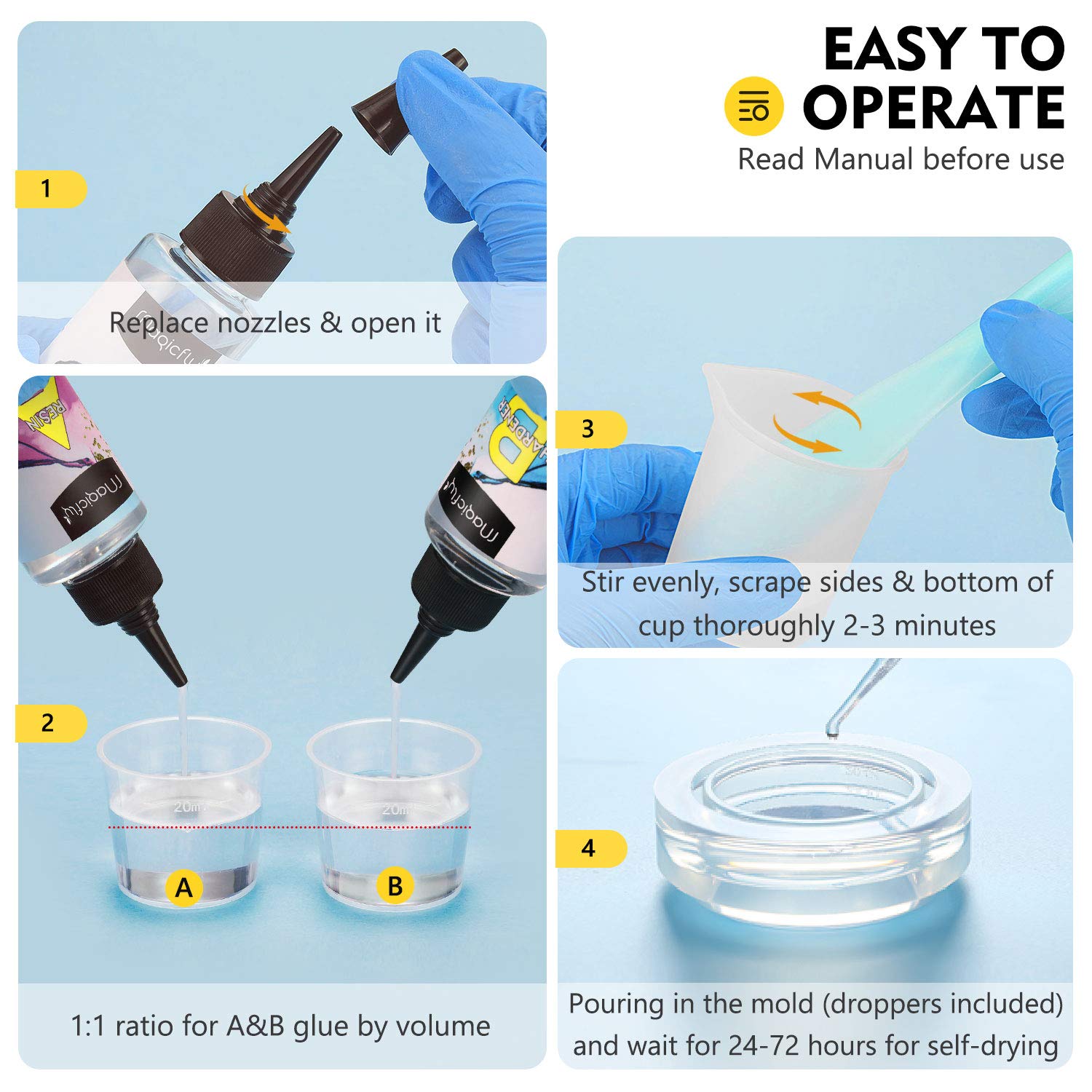 Magicfly Epoxy Resin Kit, 8oz Casting Resin Crystal Clear for Jewelry