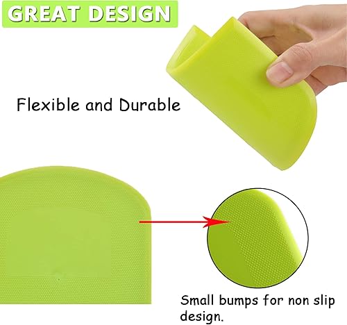 Miniatura 3 de WAFJAMF 2 raspadores de plástico para tazón, raspador de banco de grado alimenticio, cortador de masa flexible, raspadores de alimentos multiusos