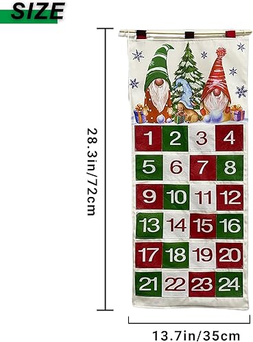 Miniatura 4 de Calendario de cuenta regresiva de Navidad, calendario de Adviento colgante de madera, decoración de pared de Navidad con bolsillos, letrero de