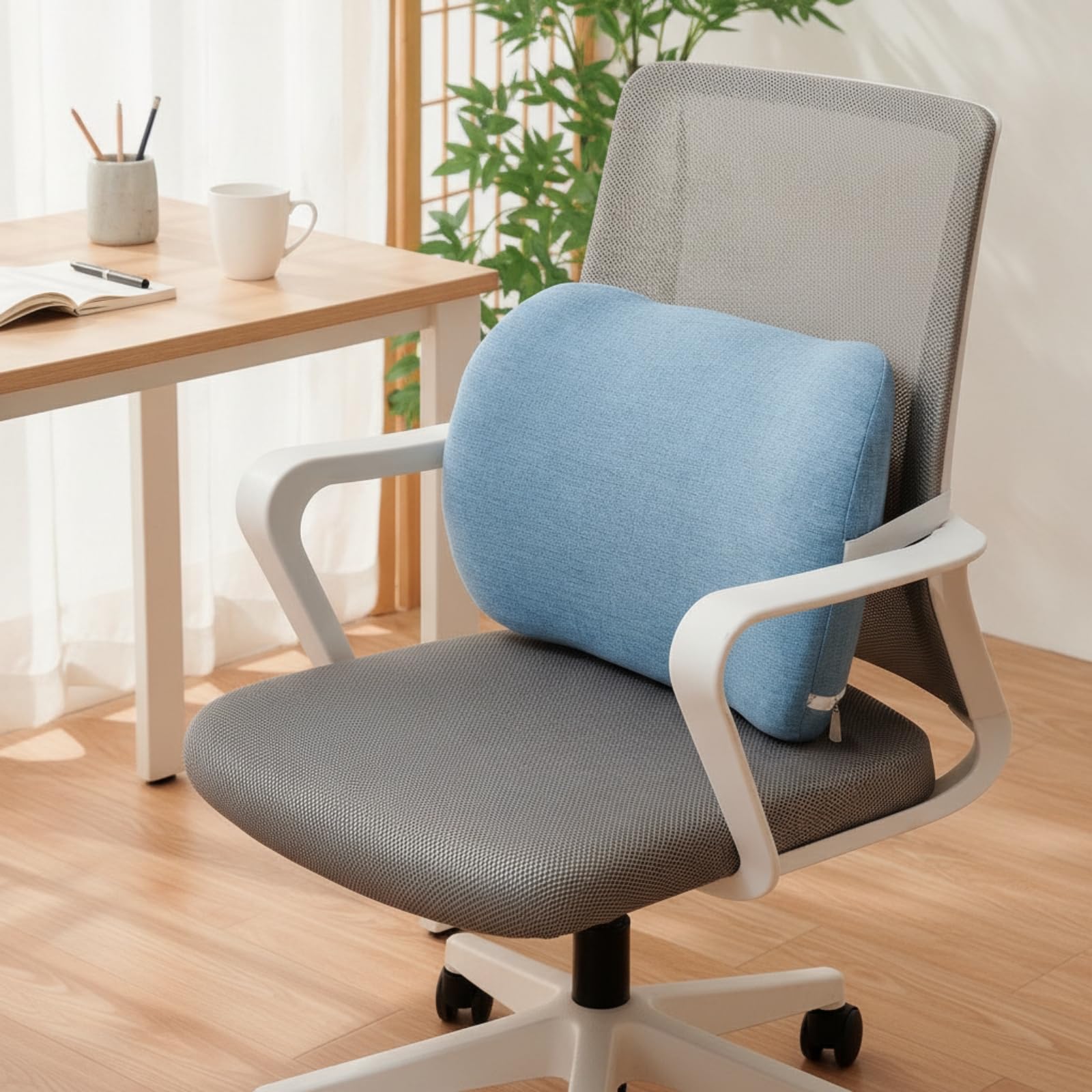 Qianly Cuscino per Sedia da Ufficio Traspirante, Beige