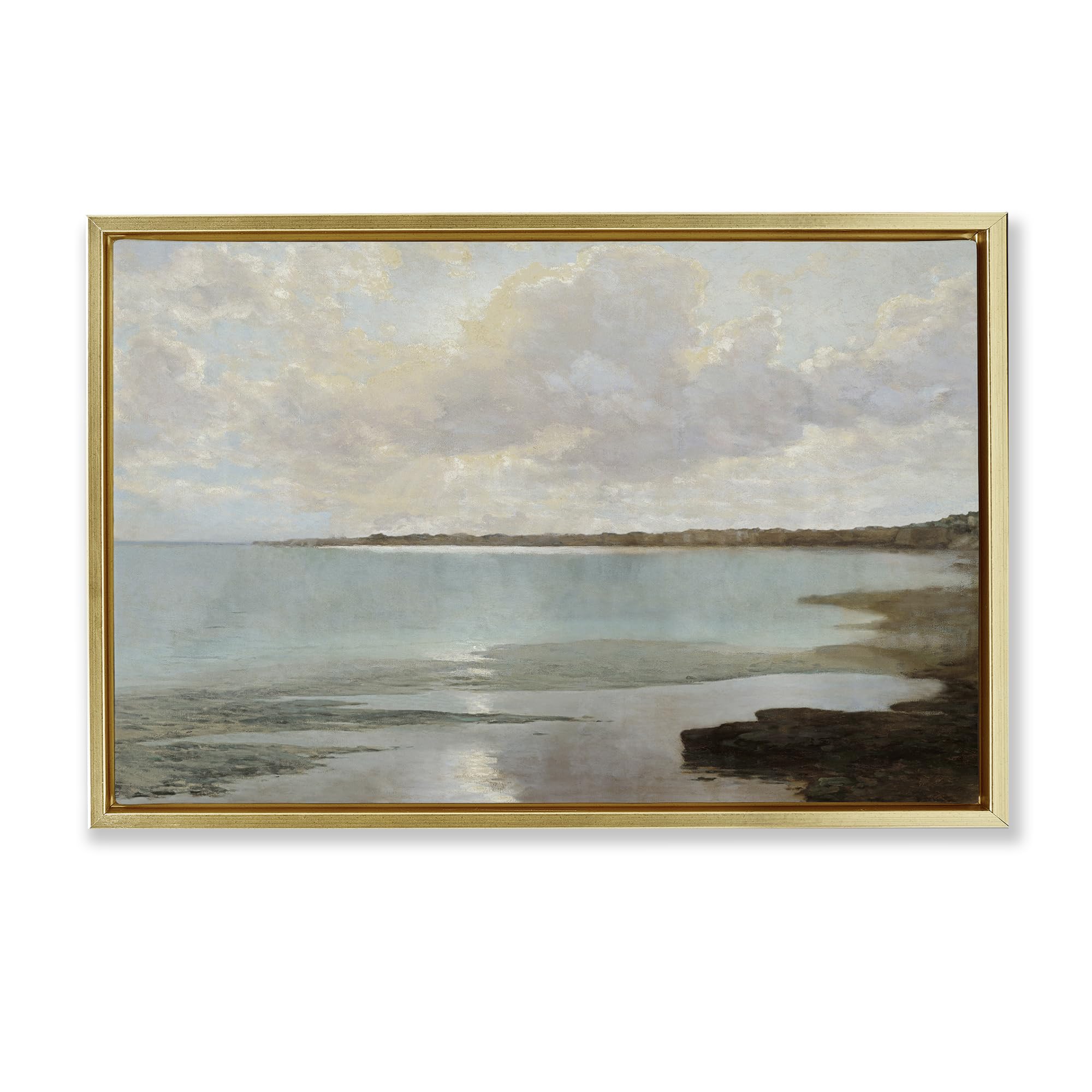 Stupell Industries Metallic Gold (Matte) 'At The Shore Horizon'| Floating Frame Canvas Art