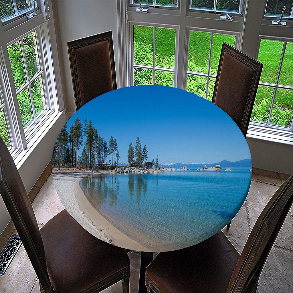 Treer Nappe Ronde, Plage Avec Vue Sur L'océan Nappes Rondes Avec Bord