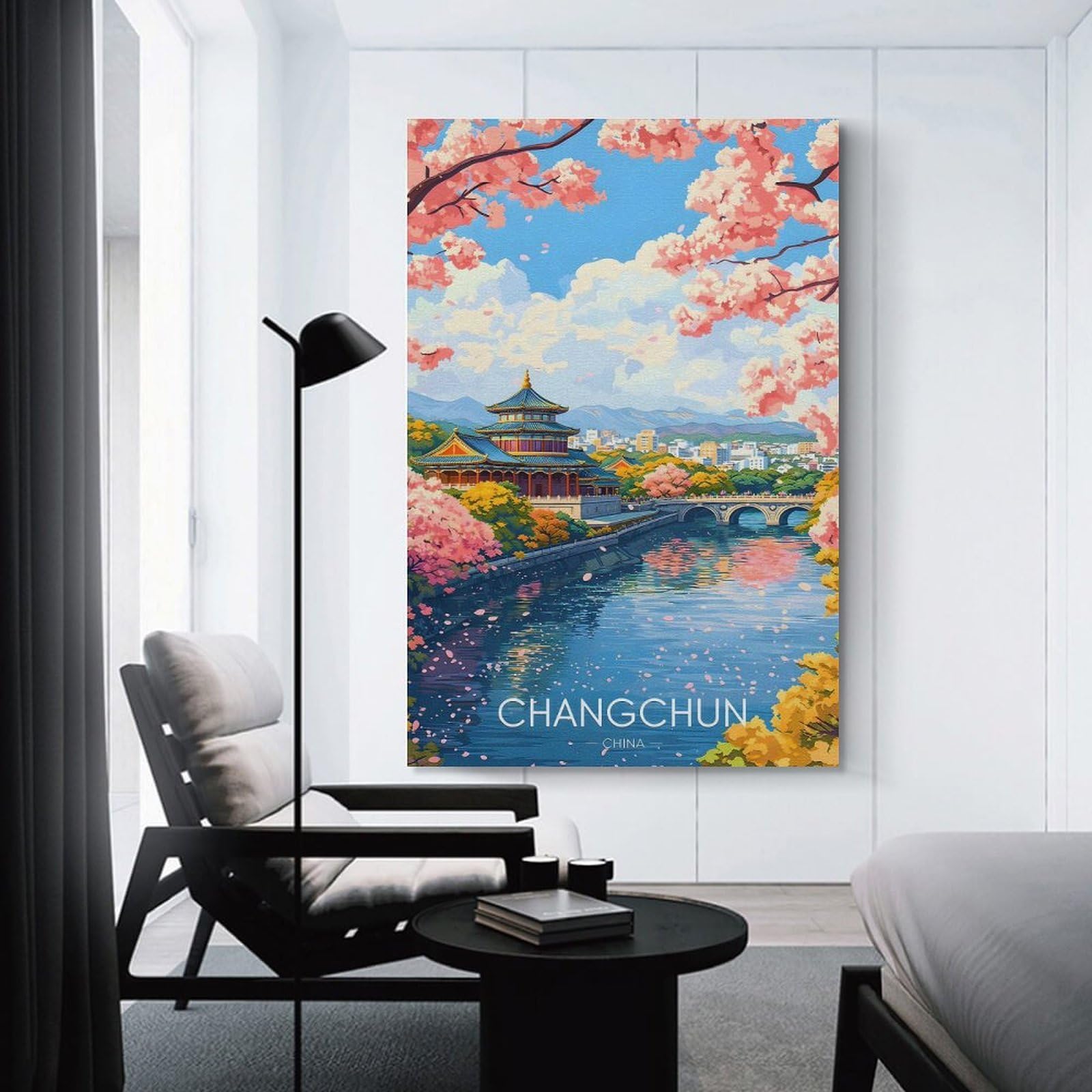 Junmoney Unframe-Style-21-1 Changchun Cherry Blossoms Room Decor Wall Art 08X12inch(20X30cm), For Lounge Decor, Offices Or Entryway Styling, A Flexible Wall Accent For Shared Spaces