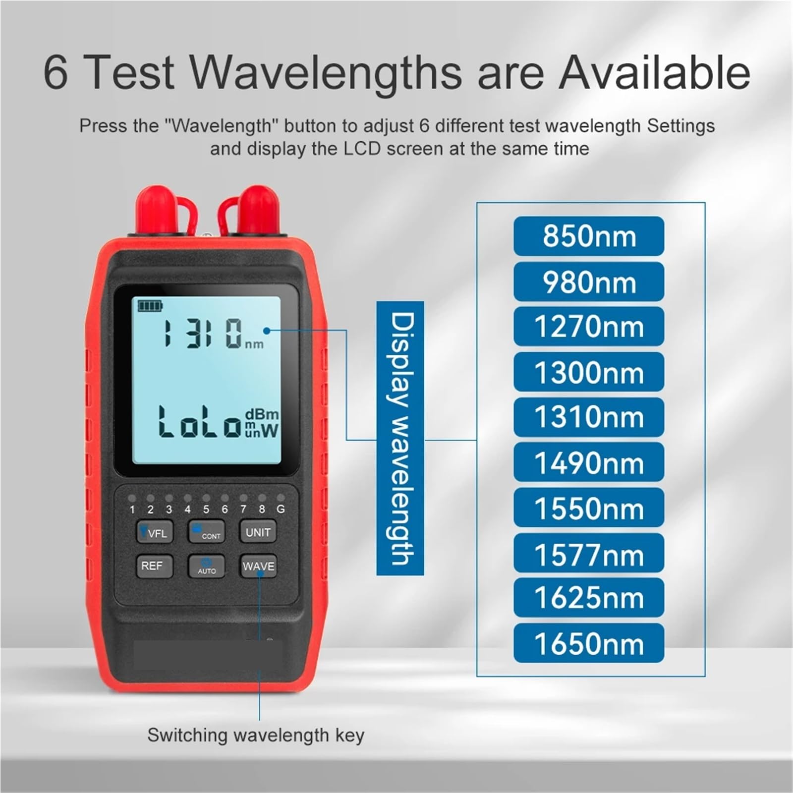 NF-908L Mini medidor de potencia fibra óptica con pantalla LCD, comprobador, cable red, localizador visual fallos Respuesta rápida