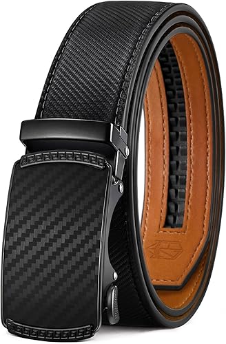 Zitahli Cinturón para hombre, vestido de cinturón de trinquete con cuero de primera calidad de 1 38 pulgadas, cinturón deslizante con hebilla