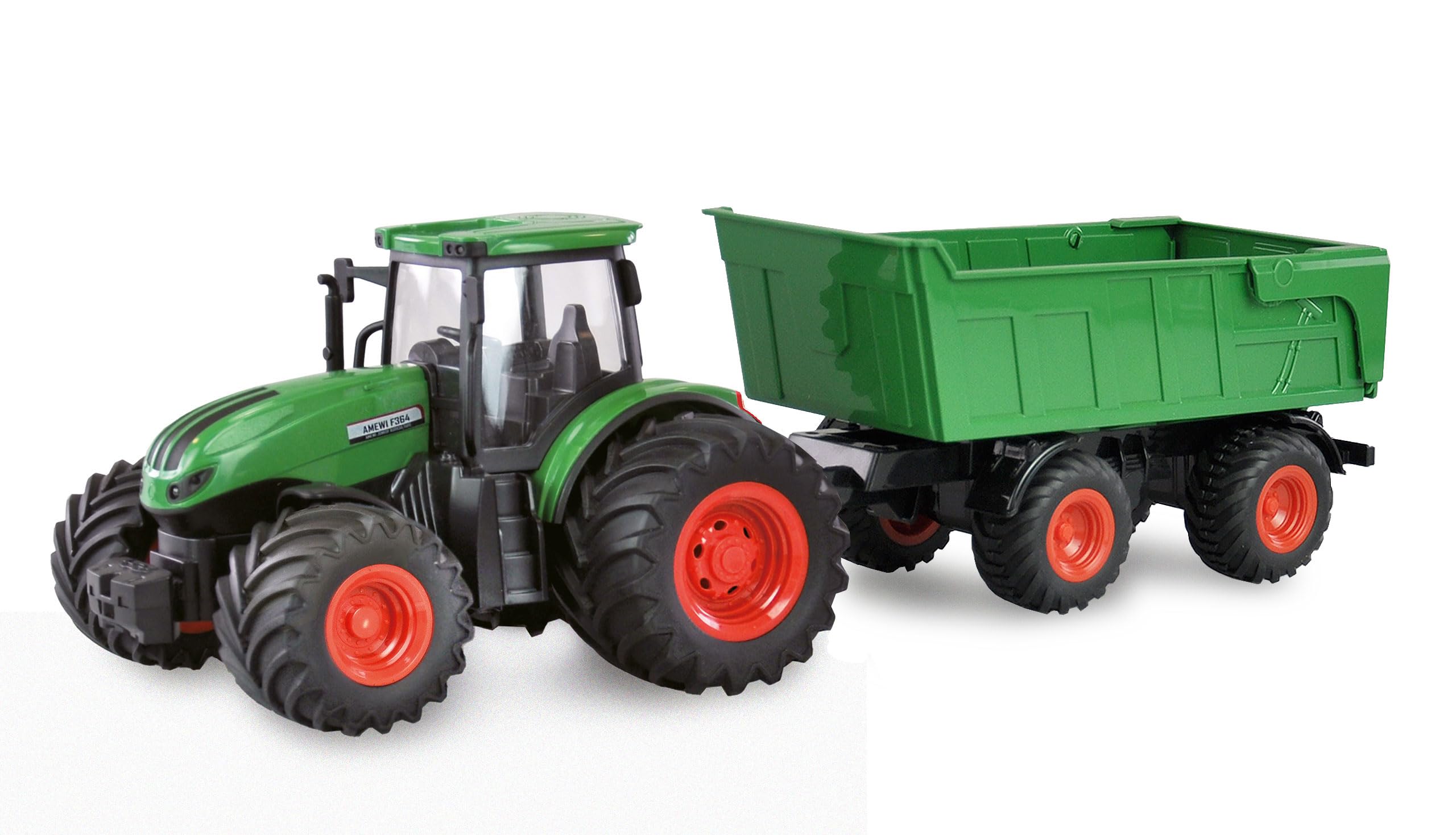 Amewi 22635 RC-Traktor mit Kippanhänger, Licht & Sound, 1:24 RTR, grün