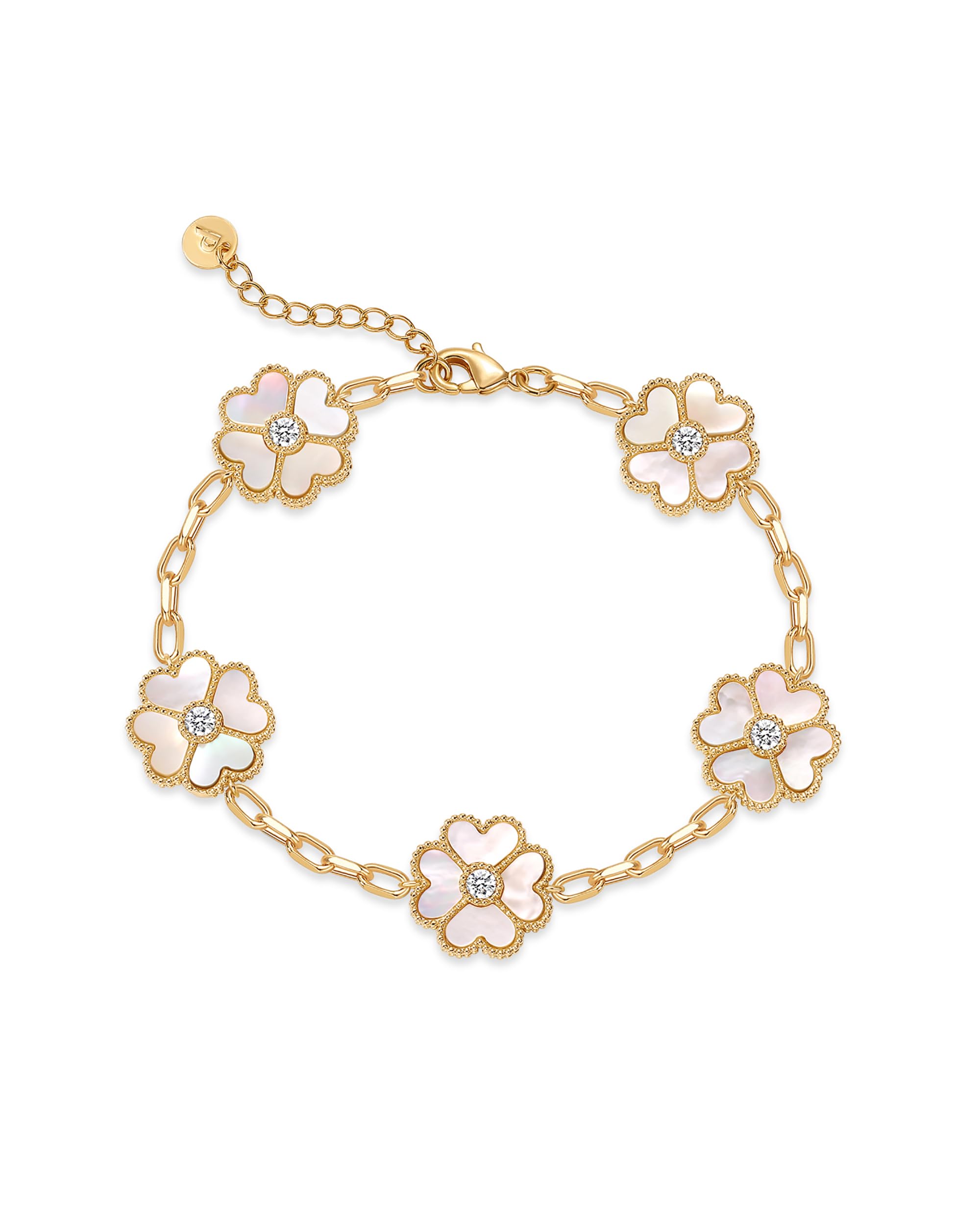 PAVOI 14K Gold Plated Clover Bracelet