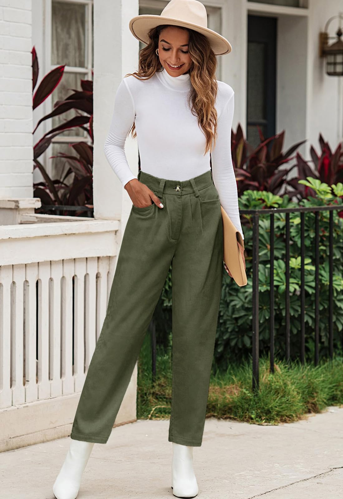 Alaster Queen Pantaloni da donna in velluto a coste, elasticizzati, casual, da donna