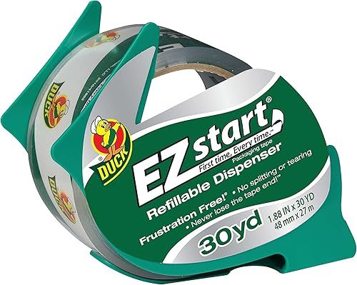 Duck Brand EZ Start - Cinta de embalaje con dispensador reutilizable, 1.88 pulgadas x 30 yardas, transparente (393192)