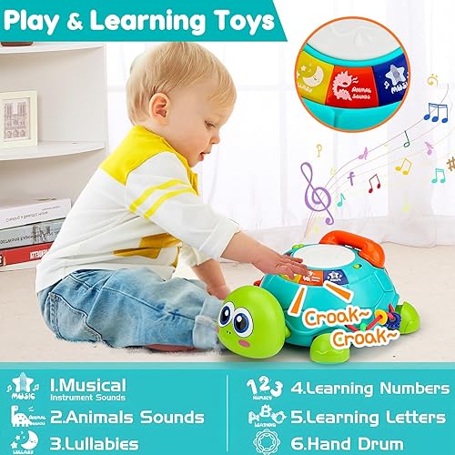 Miniatura 3 de Juguete de gateo para bebés de 6 a 12 meses, 8 en 1 juguete musical de aprendizaje de tortuga para bebés de 0-3-6 7 8 9 12-18 juguete educativo con