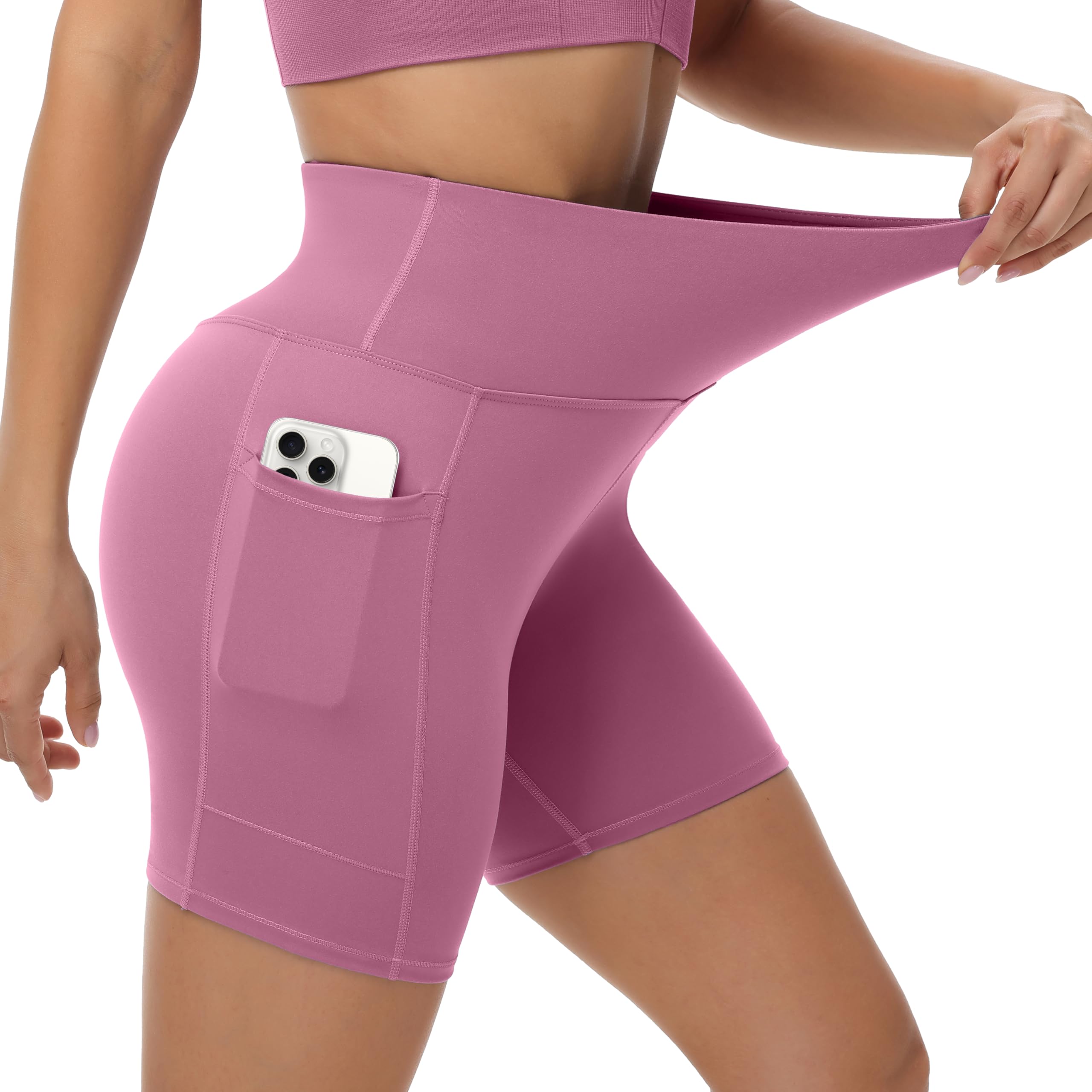 ALWAYSONE Biker Shorts Women Non See Through Yoga Shorts Tummy Control Workout Shorts Gym Shorts Running Athletic Shorts