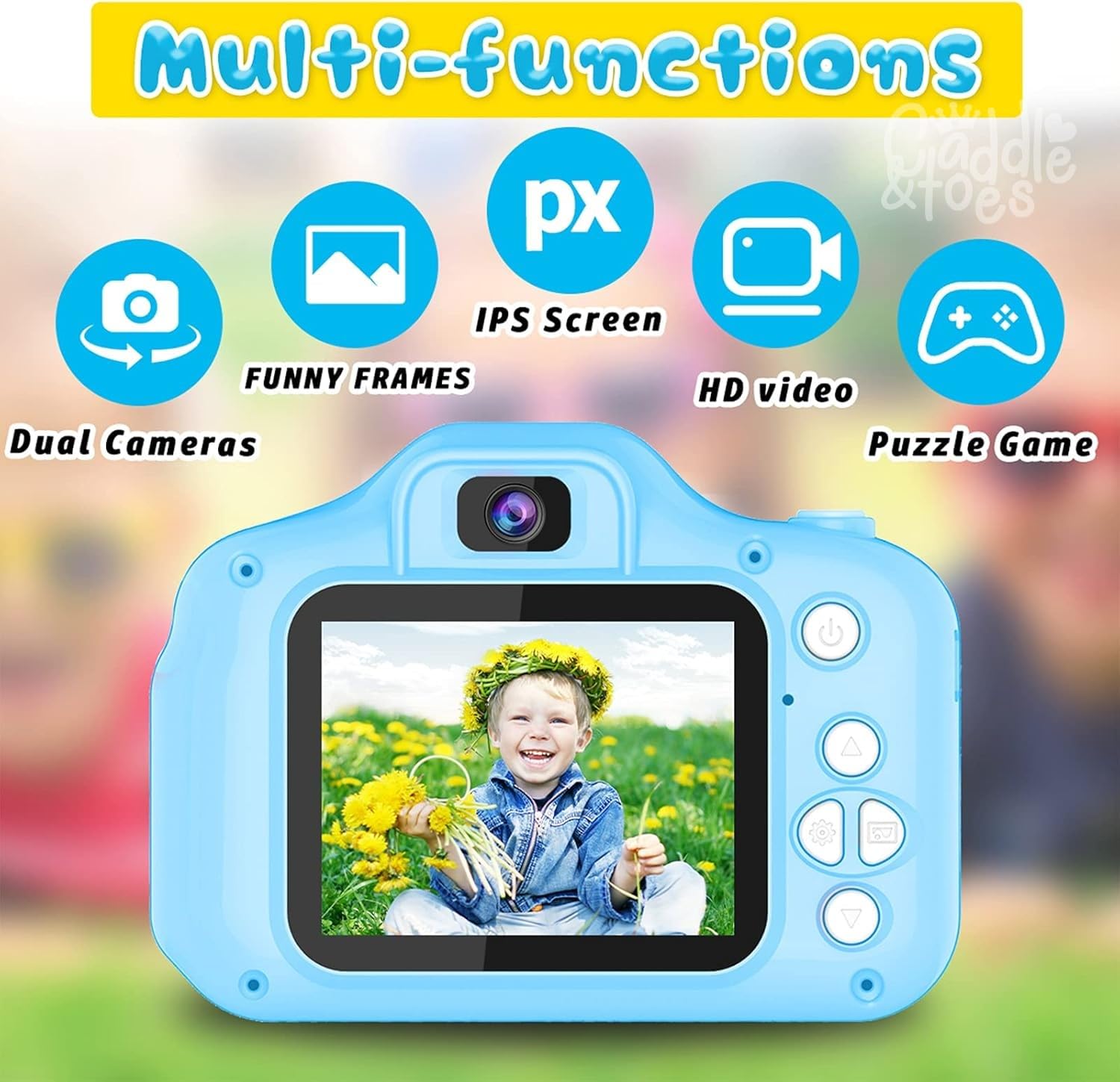 CADDLE & TOES Kids Digital Camera/Selfie Dual Lens/HD Camera/Video Recorder/Games/ 4GB SD Card(Included)/ 2.0 Inch Screen/High Battery Life/Gifts for Kids Girls Boys 4+ 5 6 7 8 (Ocean Blue) - Image 2 thumbnail