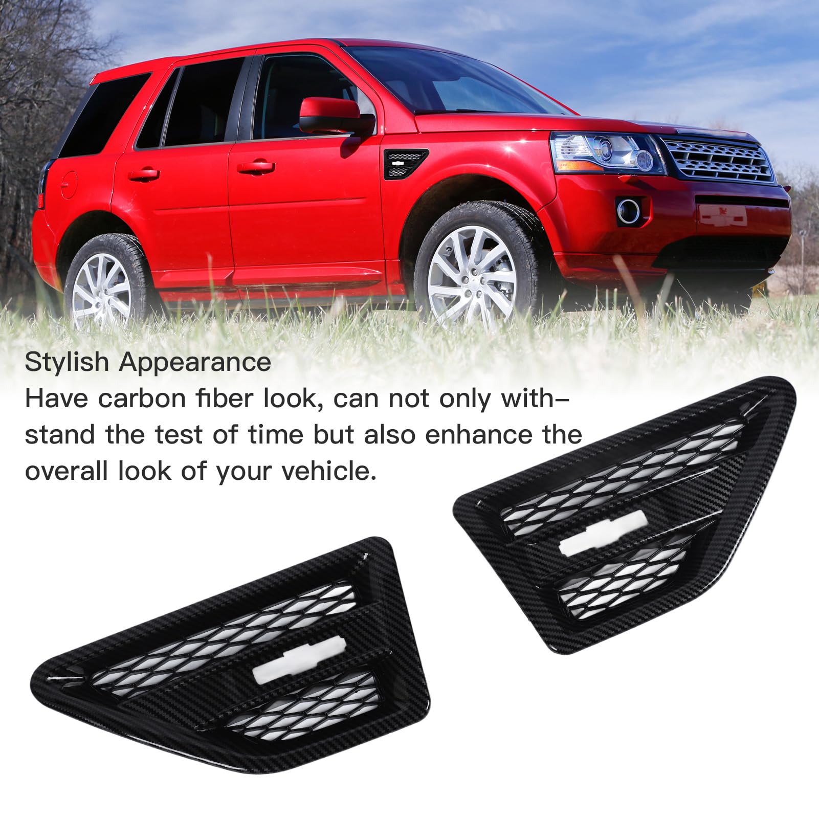 2 Coperture Laterali Cofano Effetto Carbonio Per Freelander 2 LR2 2007-2014 – Sostituzione Diretta, Nero Lucido, Stile Aggressivo