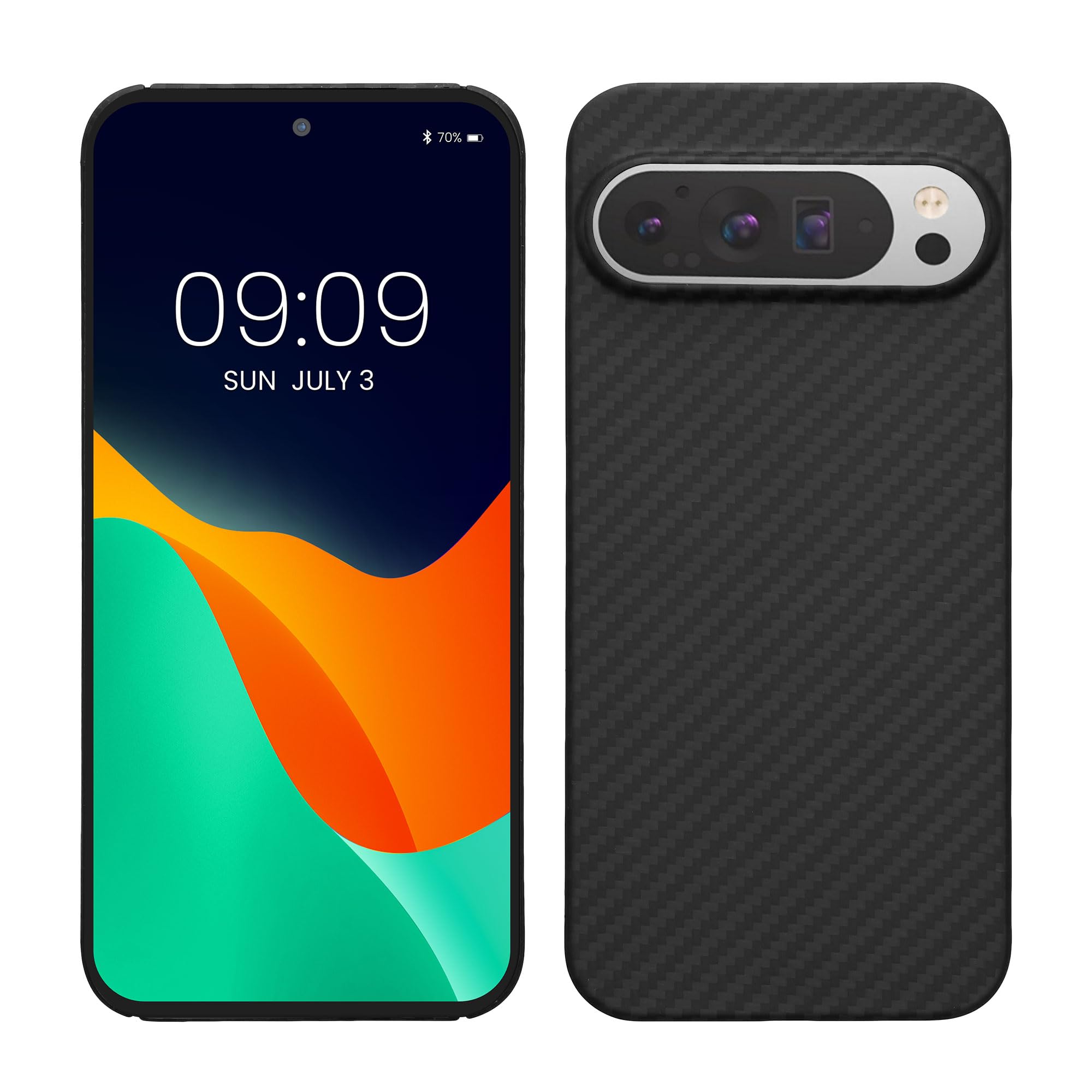kalibri Aramid Fiber Case Compatible with Google Pixel 9 Pro XL - Case Super Slim Strong Protective Phone Cover - Black Matte
