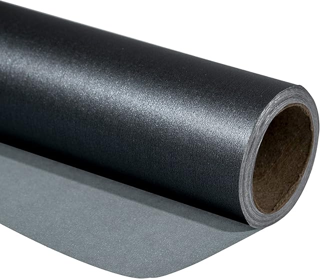 RUSPEPA Black Matte Wrapping Paper - Mini Roll - Solid Color Pearly - lustre Paper Perfect for Wedding, Birthday, Christmas, Baby Shower - 43 cm X 10 m