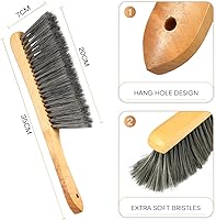 Vista 2 de 2 cepillos de madera para banco, cepillo para chimenea, pelo de caballo, cerdas suaves, mango de madera largo, cepillo para polvo para hogar, hogar