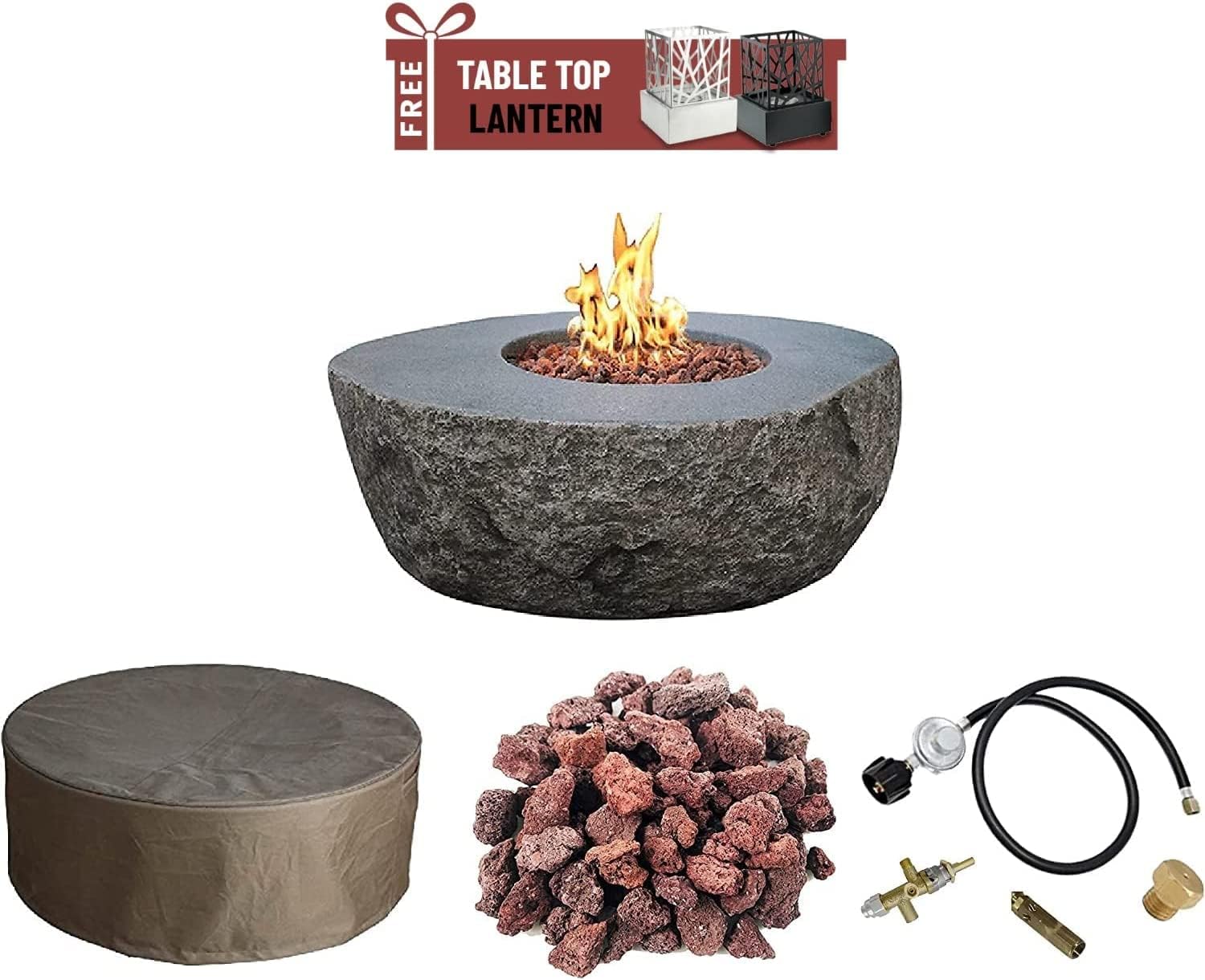AMS Fireplace Elementi Round Gas Fire Pit Table for
