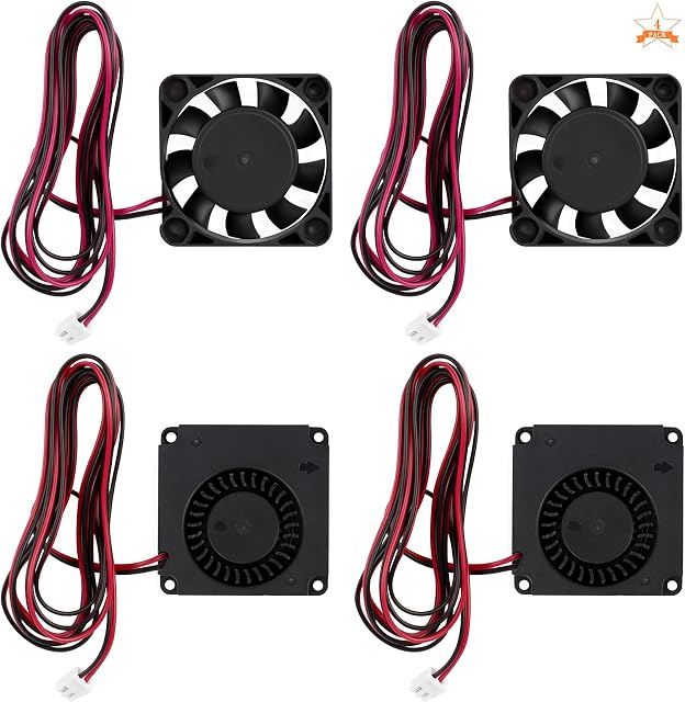 4 Pack 3D Printer Fan 24V, 40x40x10mm Turbo Fan 24V Extruder Hotend Fan High Speed 3D Printer Cooling Fan for Ender 3