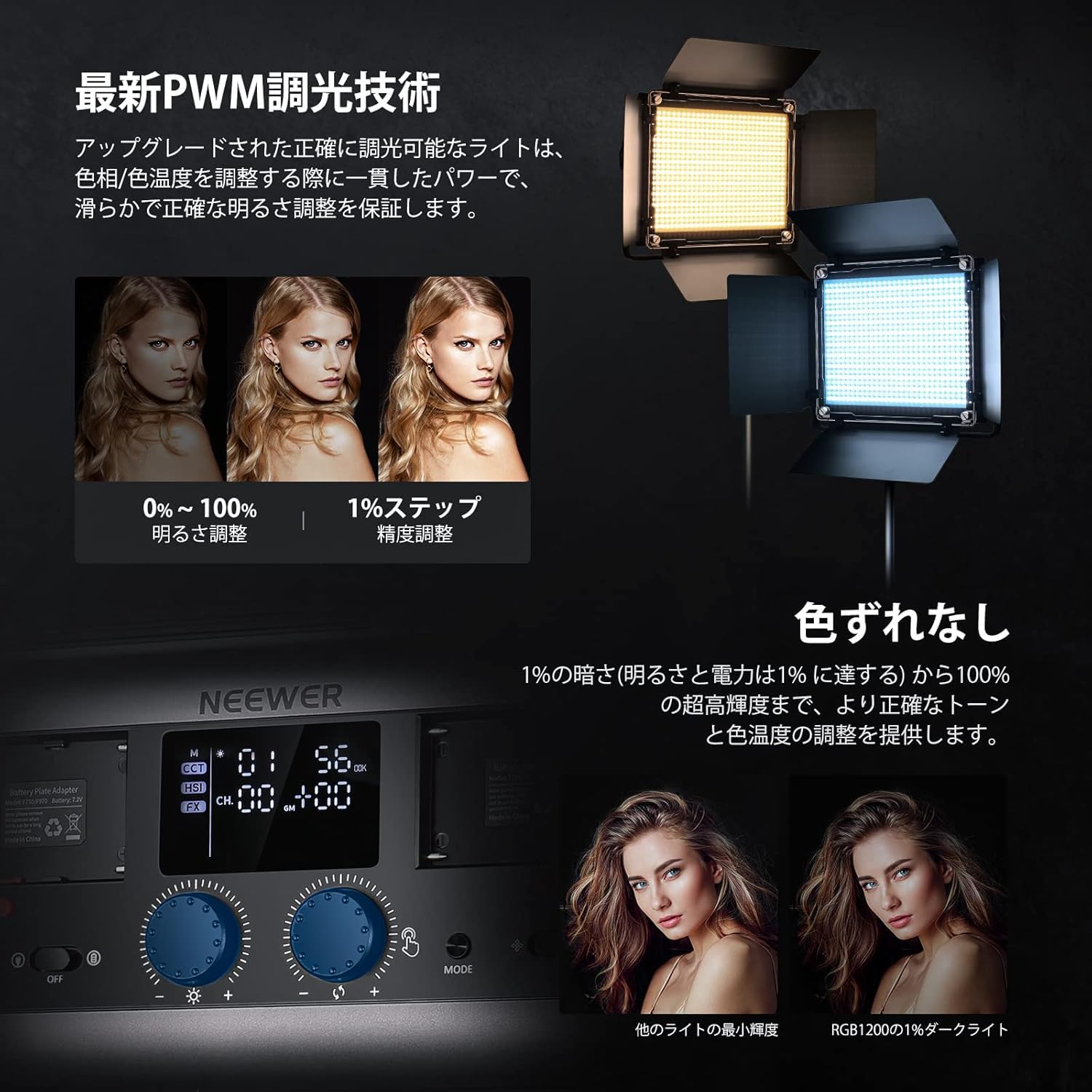 Amazon.co.jp: NEEWER RGB1200ビデオライト 60W APPと2.4Gリモート制御