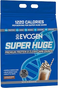 Evogen Super Huge Mass Gainer Protein Powder | 50g Protein, Chocolate Shake | High Calorie Weight Gainer for Men & Women with Carbs & Nutrients | Strength & Weight Gain Support