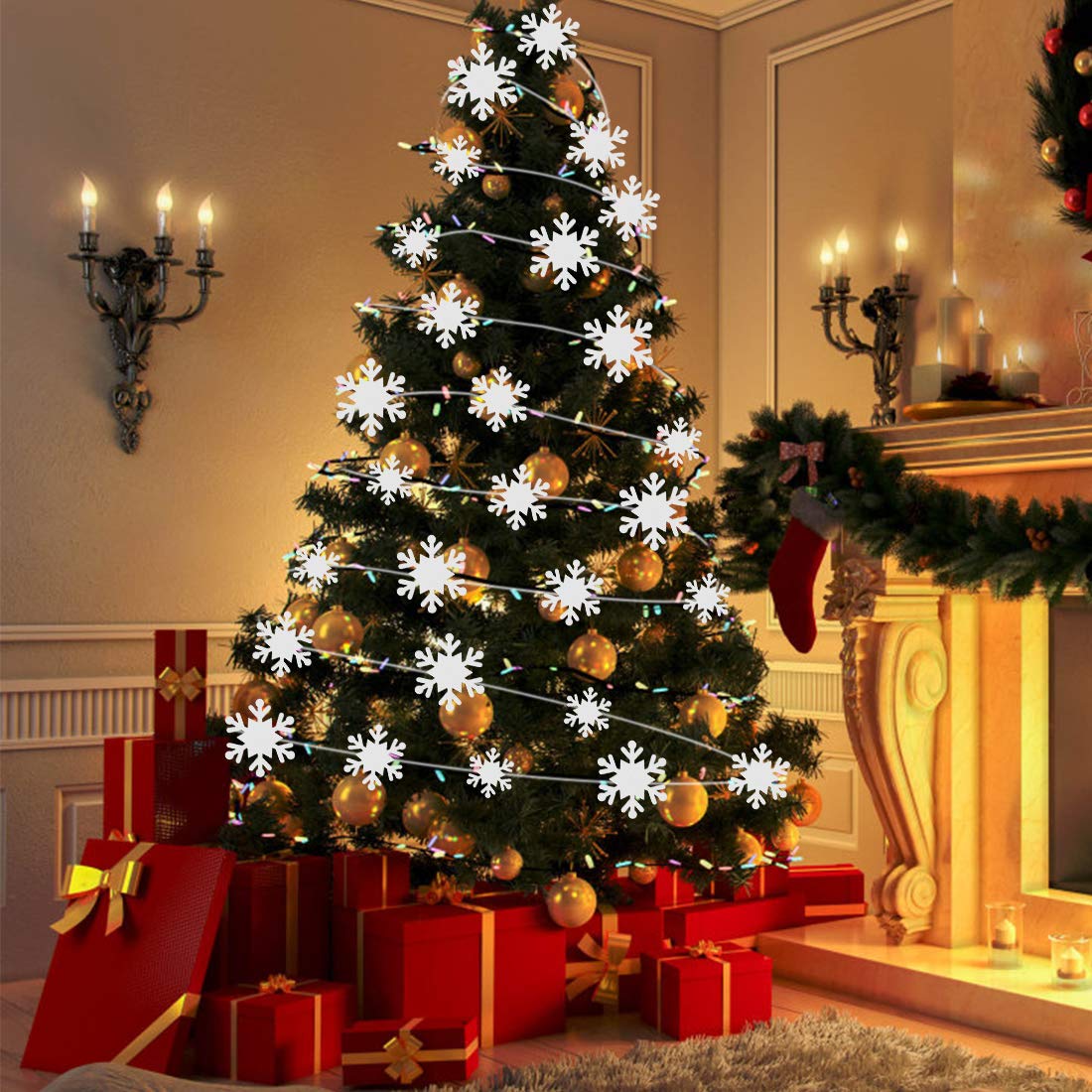 2M babbo natale albero di natale LED String Lights ghirlanda fiocchi di neve decorazione natalizia per la casa fata luce capodanno decorazioni natalizie  15