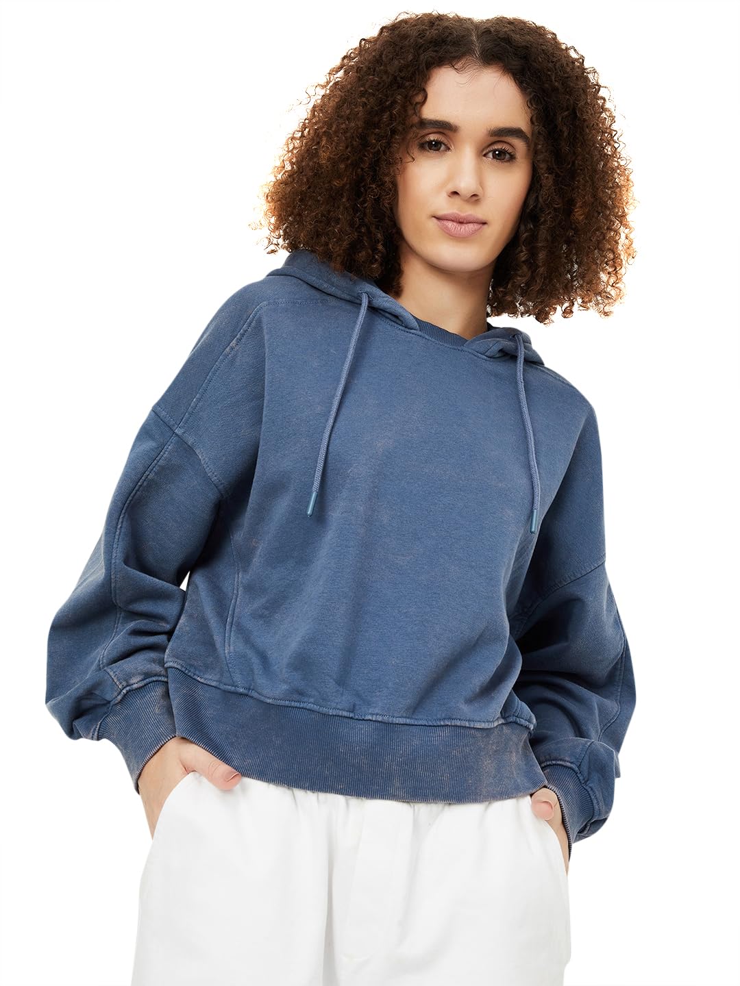 Women Acid Washed Hooded Sweatshirt-image-39