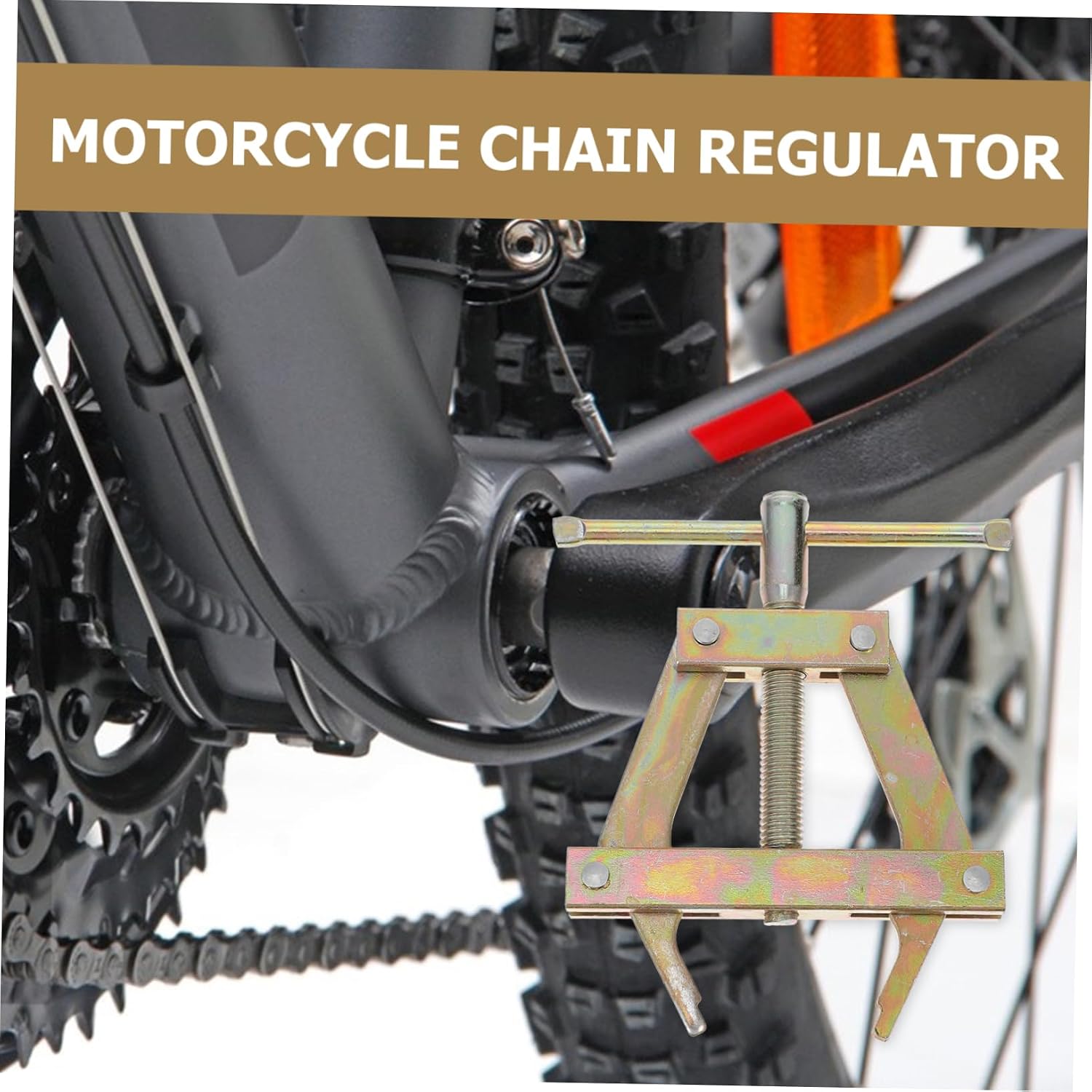 Motorcycle Chain Tensioner Tool Chain Adjuster for Easy Regulation and Enhanced Safety Lightweight Compact Design for Motorcycles Golden Random Color