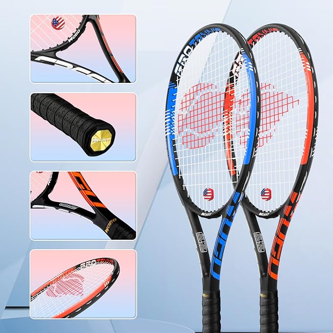 Raqueta de Tenis Adulto 2 Jugadores, Incluye Pelotas, Overgrips y Bolsa miniatura 3